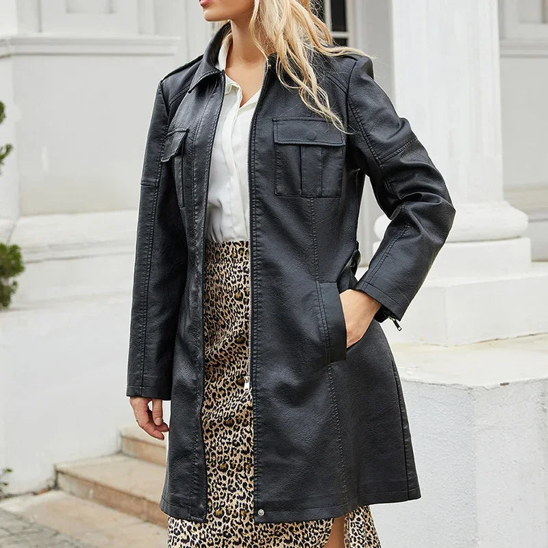 Winter slim jacket in faux leather