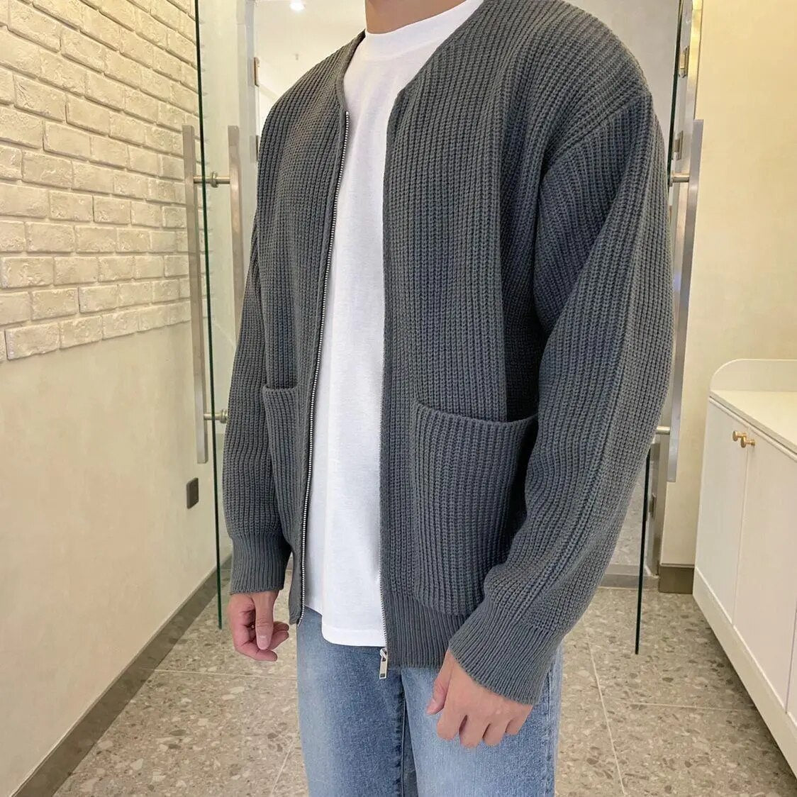 Men's - Zipper Cardigan - Cosy Knit Style - Perfect for Layering