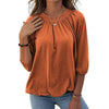 Pleated blouse with quarter sleeves