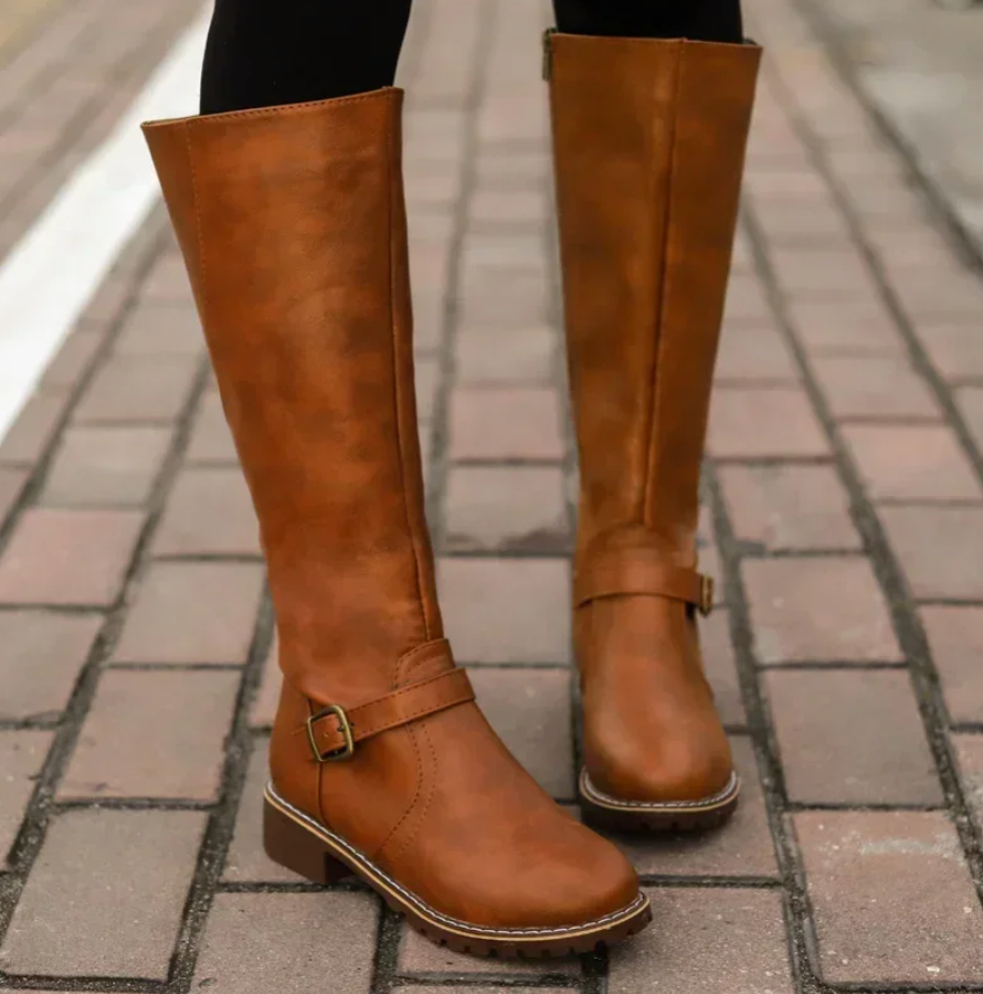 Women's - Trendy Boots - Stylish Faux Leather Knee-High Footwear