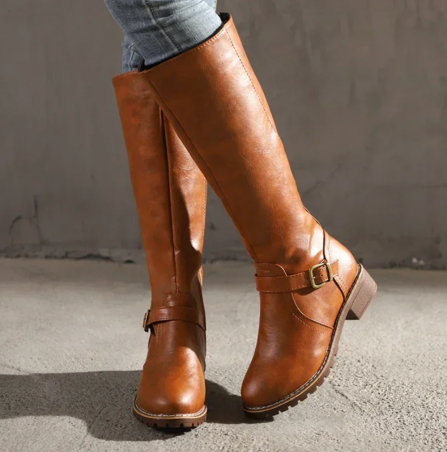 Women's - Trendy Boots - Stylish Faux Leather Knee-High Footwear