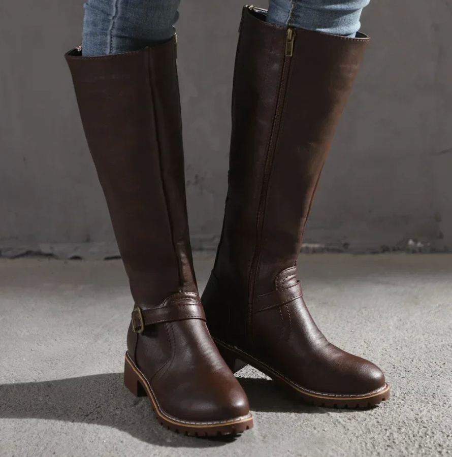 Women's - Trendy Boots - Stylish Faux Leather Knee-High Footwear