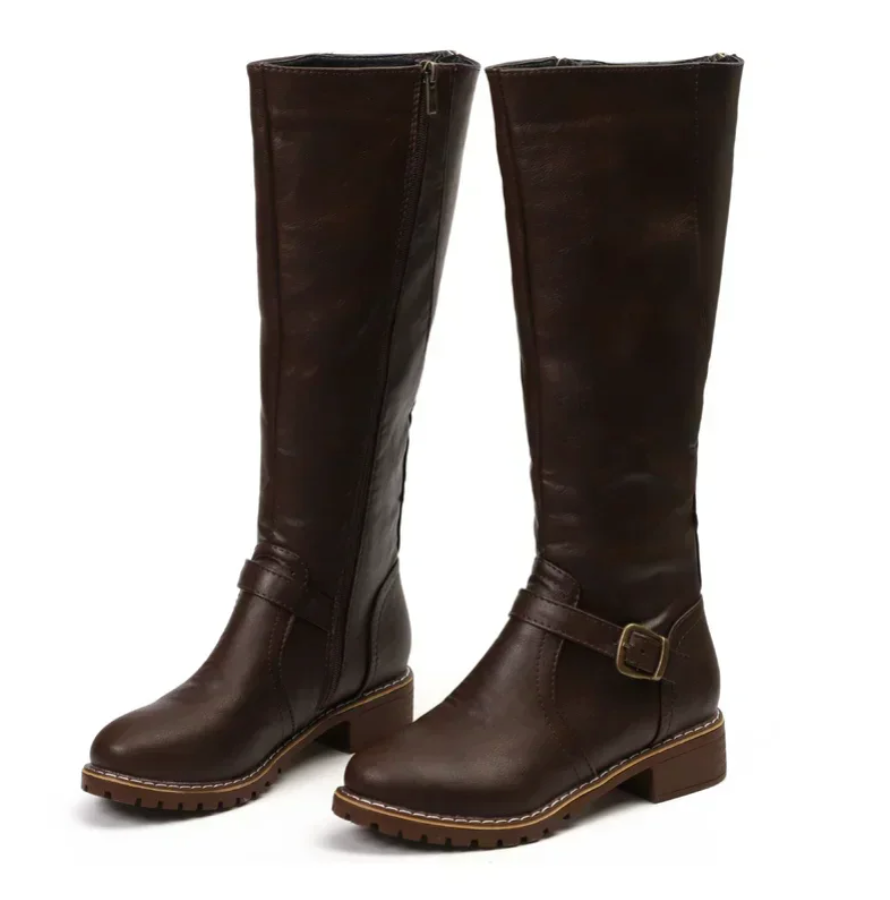 Women's - Trendy Boots - Stylish Faux Leather Knee-High Footwear