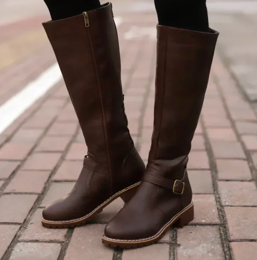 Women's - Trendy Boots - Stylish Faux Leather Knee-High Footwear