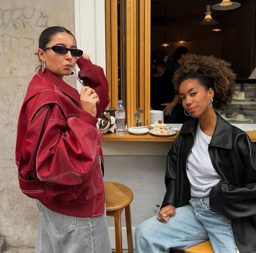 Evelynn | Oversized leather bomber jacket
