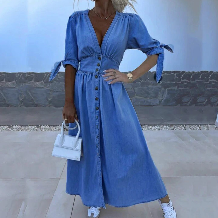 Vintage denim maxi dress