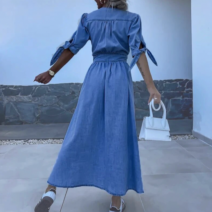 Vintage denim maxi dress