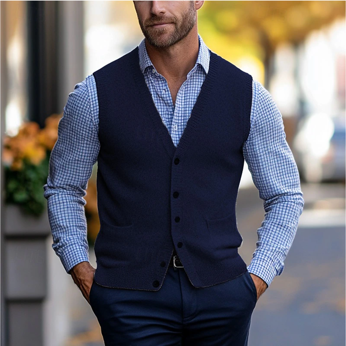 Men's - Sleeveless Cardigan - Soft Knit Fabric - Lightweight Design -  Versatile Layering Piece for Every Occasion