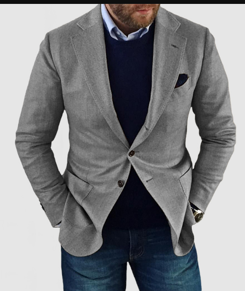 Men's Casual Cardigan With Buttons, Pockets and Lapel Collar, Plain Coloured, Long Sleeves