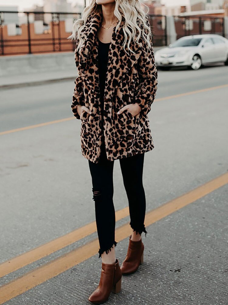 Winter jacket with leopard print