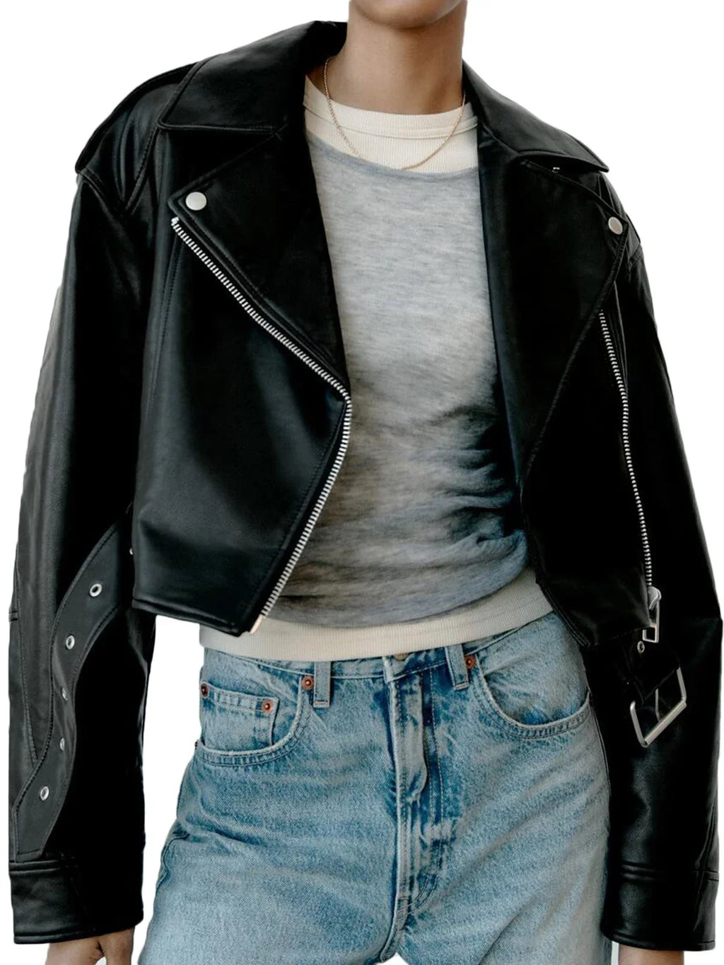 Women's - Classic Biker Jacket - Casual Style