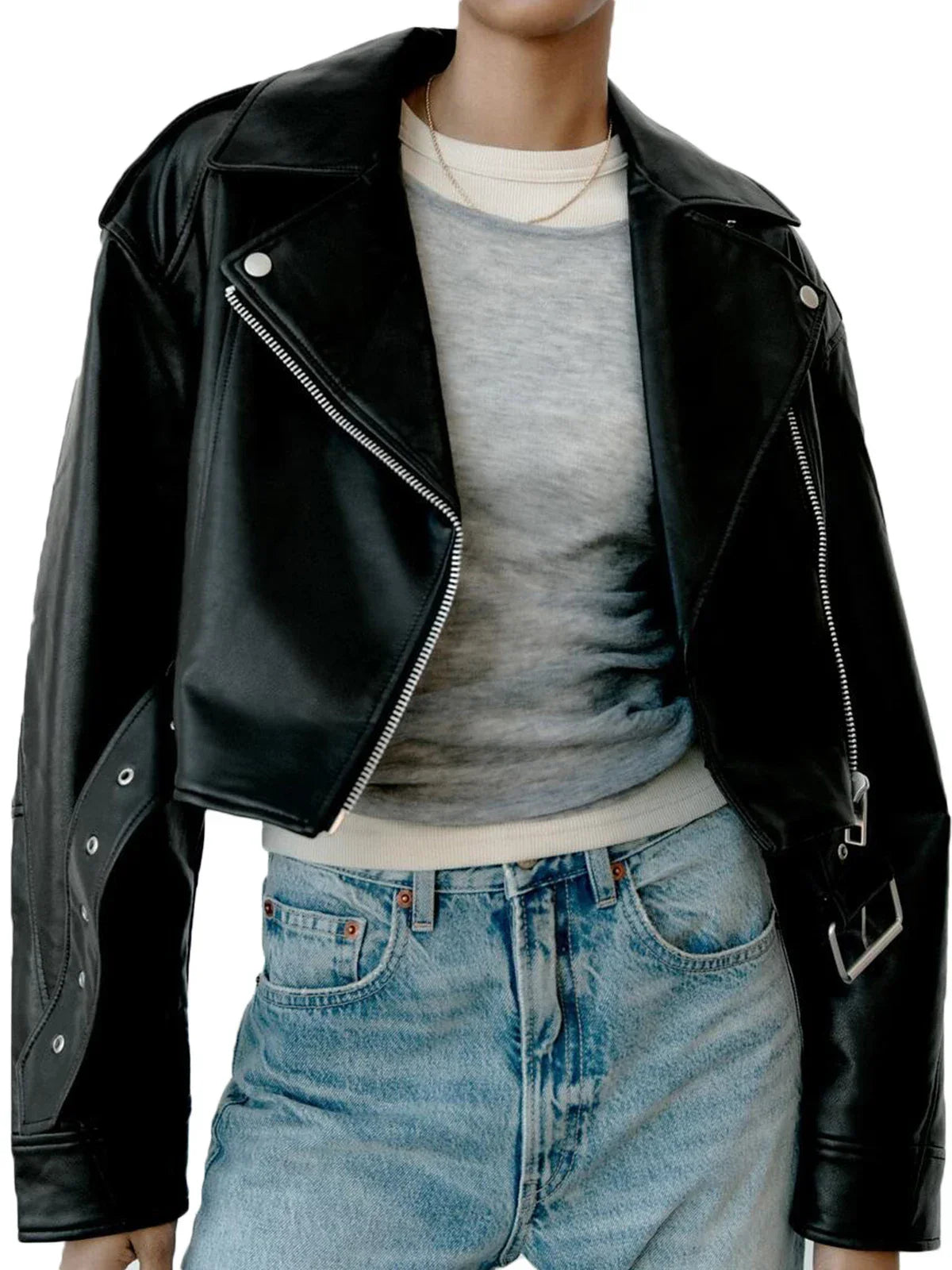 Women's - Classic Biker Jacket - Casual Style