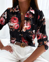 Fashionable blouse with long sleeves and button placket