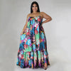 Colourful autumn dreams: plus-size maxi dress with spaghetti straps