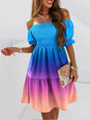 Opulent wide dress with colour gradient