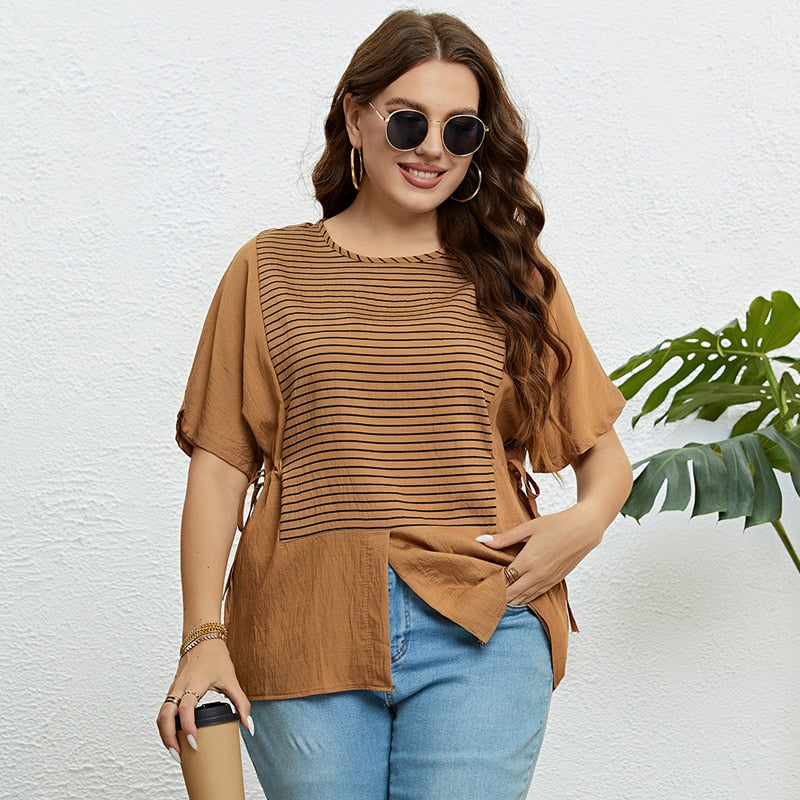 Striped plus-size summer T-shirt