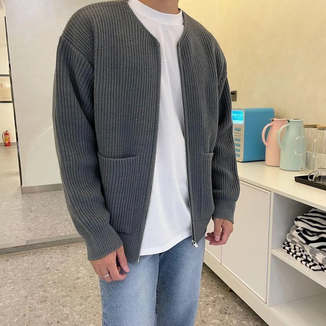 Men's - Zipper Cardigan - Cosy Knit Style - Perfect for Layering