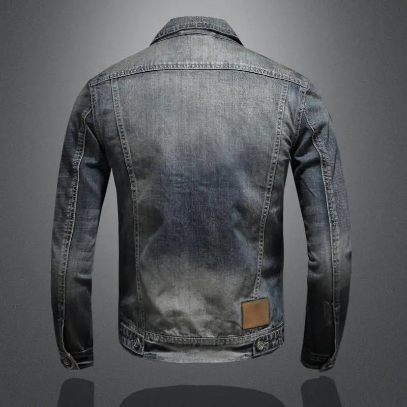 Men's - Denim Jacket - Retro Vintage - Tailored Grey Style for Timeless Fashion