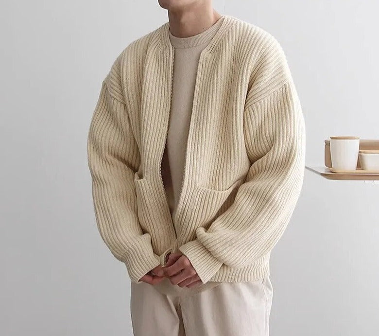 Men's - Zipper Cardigan - Cosy Knit Style - Perfect for Layering
