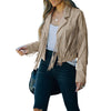 Youthful suede jacket trend - fringed cardigan with tasselled hem, e-girl biker jacket, 90s vintage streetwear, cool design