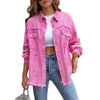 Casual shirt-style denim coat with holes