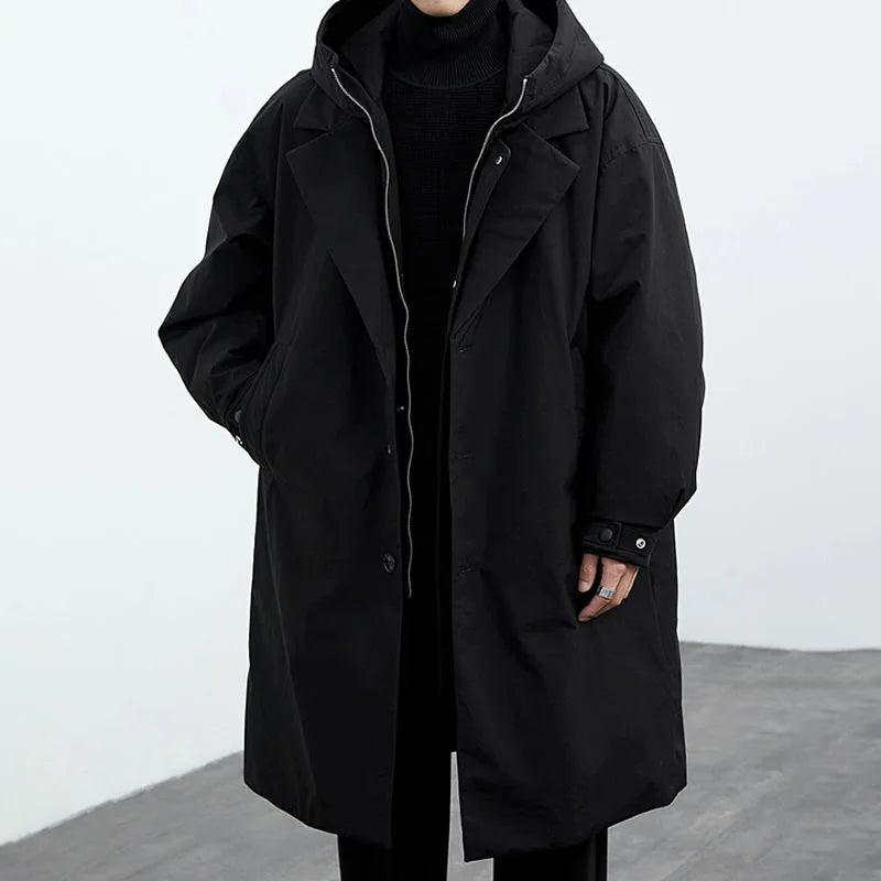 Men - Stylish Trench Coat - Water-Resistant Fabric - Versatile Outerwear - Designed for All Seasons