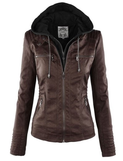 Ladies hooded jacket: Basic PU jacket