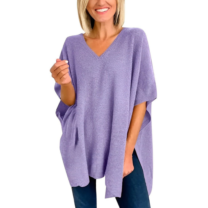 Jumper with irregular hem and V-neckline