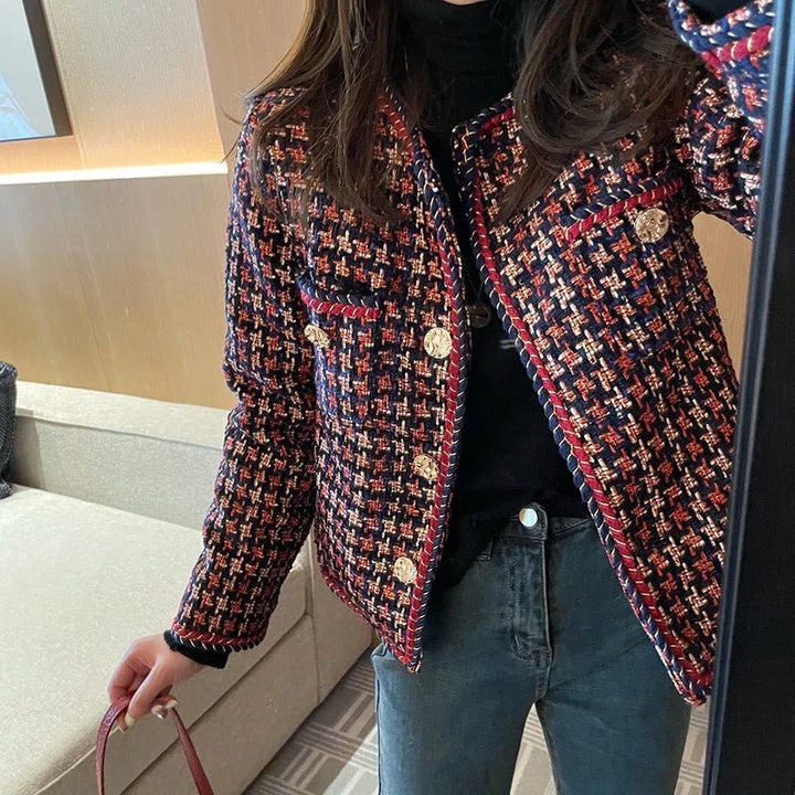 Elegant chequered short jacket