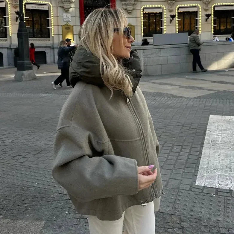 Casual loose women's hooded jacket