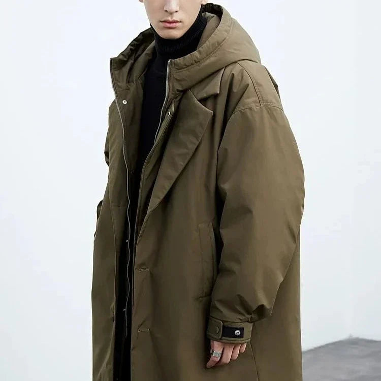 Men - Stylish Trench Coat - Water-Resistant Fabric - Versatile Outerwear - Designed for All Seasons