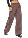 Ladies Drawstring Elasticated Low Waistband Parachute Trousers