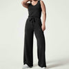 Trendy jumpsuit with wide legs and short sleeves