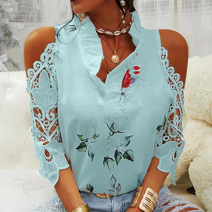 Lace blouse with V-neck