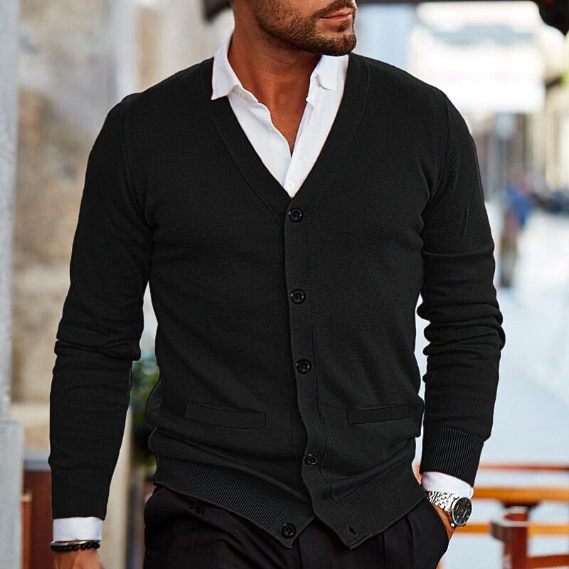 Men's - Winter Cardigan - Stylish Knit Cotton - Warm Button-Up for Comfort and Style