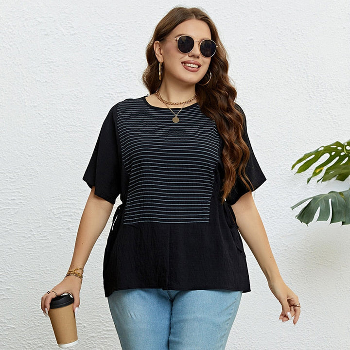 Striped plus-size summer T-shirt