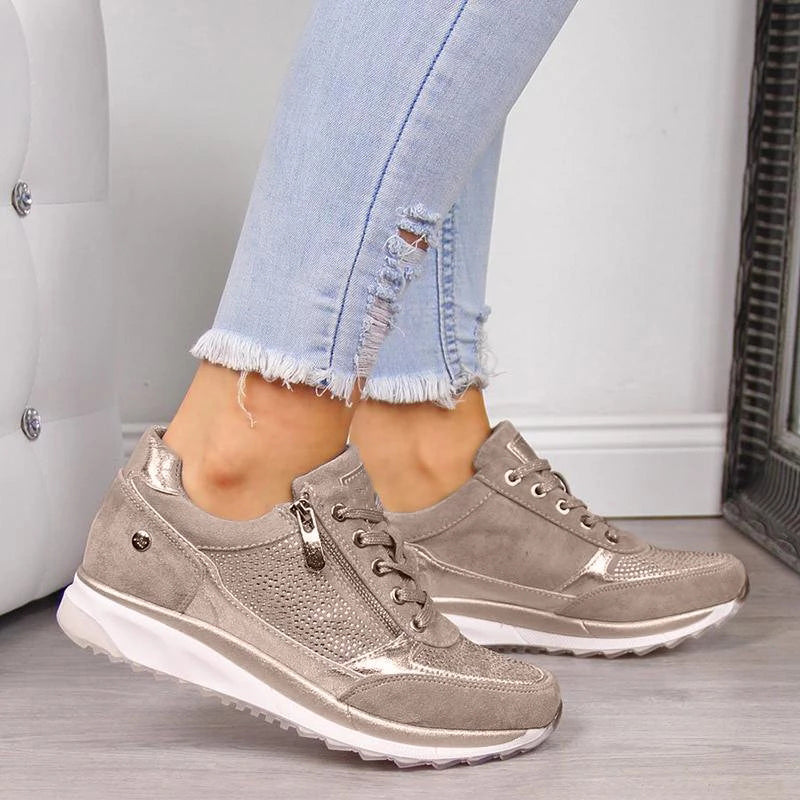 Women's - Zipper Sneakers - Lightweight mesh - Breathable & Comfortable Footwear - Ideal for Casual Outings
