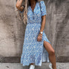 Dress with floral print and slit