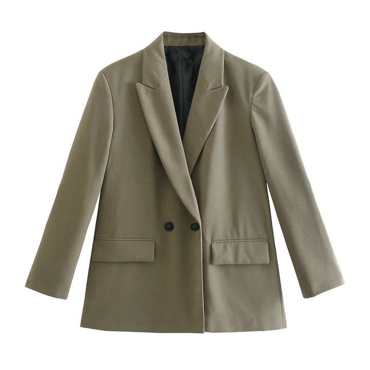 Classic collar blazer - ladies double-breasted office coat for elegant outfits