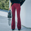 Women's - Comfortable Long Corduroy Trousers - Stretchy Fabric for Ultimate Style and Comfort