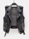 Grey denim waistcoat chic - women's denim waistcoat with cowboy style