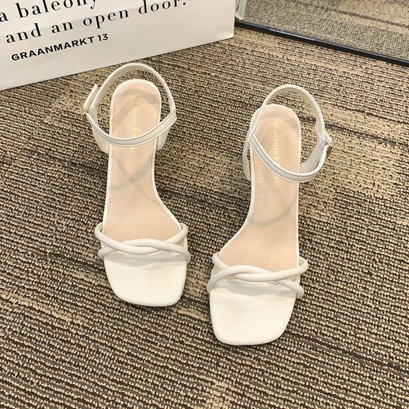 Delicate Fairy Wind Soft Thick Heels Foot Strap Sandals