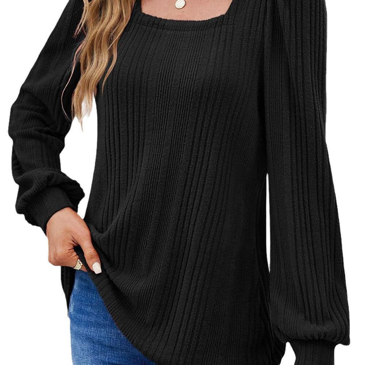 Elegant women's tops with long sleeves, loose cut and plain-coloured pullover T-shirt