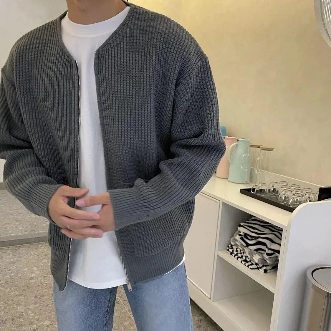 Men's - Zipper Cardigan - Cosy Knit Style - Perfect for Layering