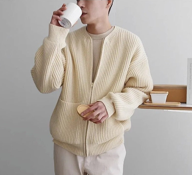 Men's - Zipper Cardigan - Cosy Knit Style - Perfect for Layering
