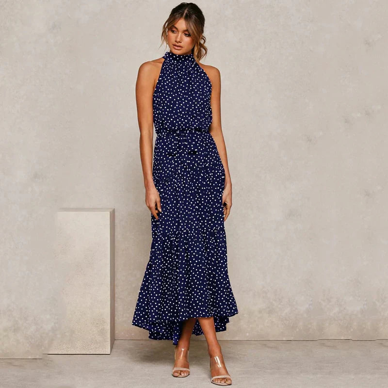 Women's - Collar Dress - Polka Dot Design - Stylish and Comfortable - Perfect for Any Occasion