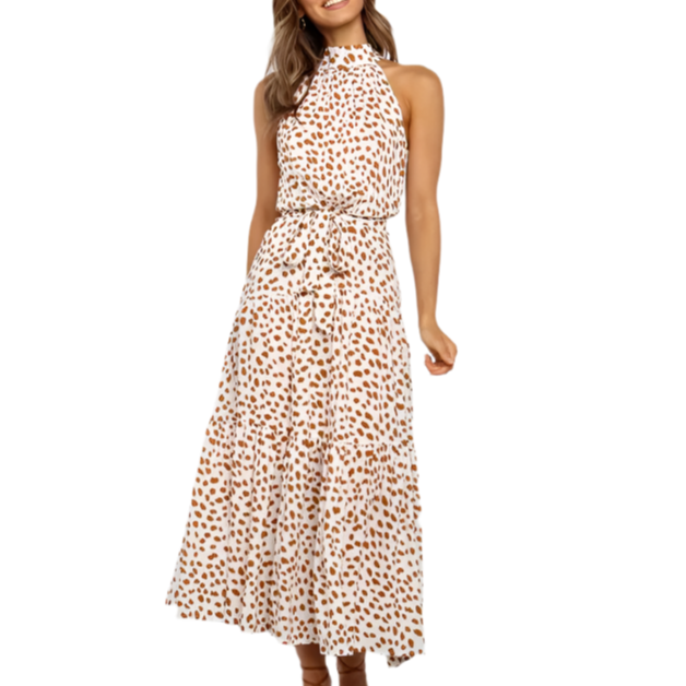 Women's - Collar Dress - Polka Dot Design - Stylish and Comfortable - Perfect for Any Occasion