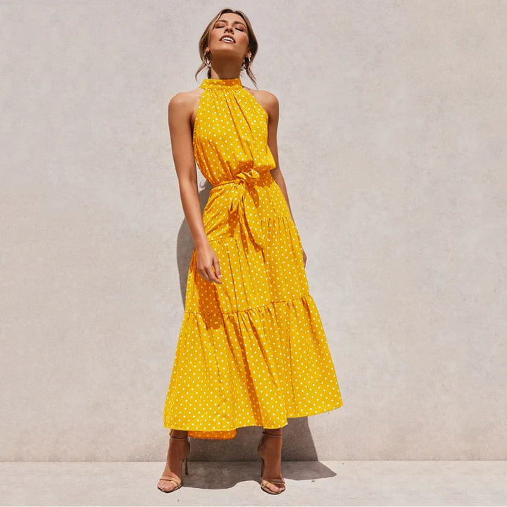 Women's - Collar Dress - Polka Dot Design - Stylish and Comfortable - Perfect for Any Occasion