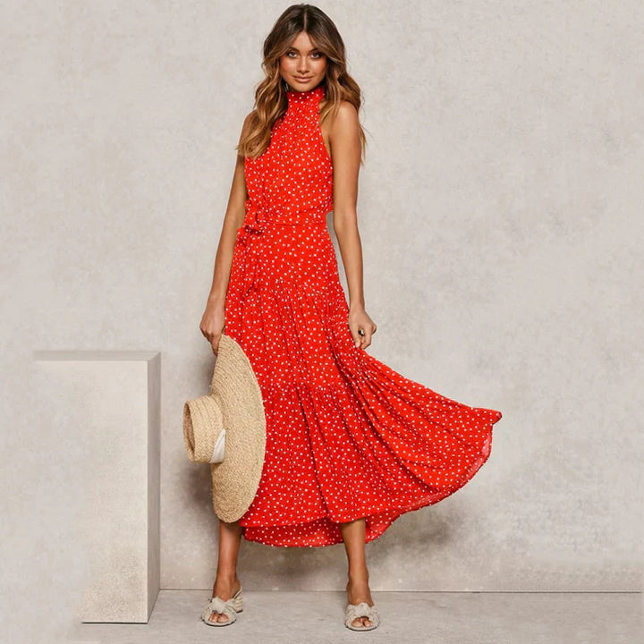 Women's - Collar Dress - Polka Dot Design - Stylish and Comfortable - Perfect for Any Occasion