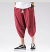 Elastic Waist Cross Harem Cropped Trousers for Men